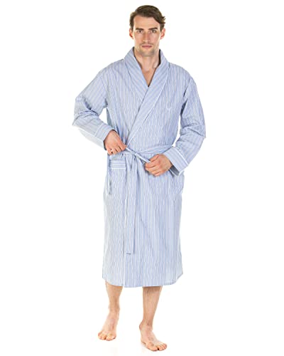 Haigman 7396 Peignoir de bain en coton pour homme, Motif rayures Bleu clair, XL Cover