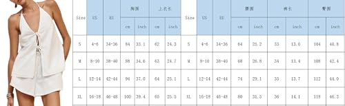 Image of ROAONOCOMO Women Tie Front Shorts Set V Neck Halter Cami Top Y2K 2 Piece Pj Set Graphic Summer Beach Lounge Outfit
