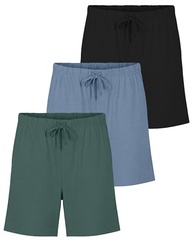 Image of Real Essentials 3 Pack: Mens Cotton Ultra-Soft Knit Sleep Pajama Shorts & Lounge Wear (Available In Big & Tall)