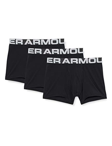 Under Armour Men's Charged Cotton 3-inch Boxerjock 3-Pack , Black (001)/Black , X-Large