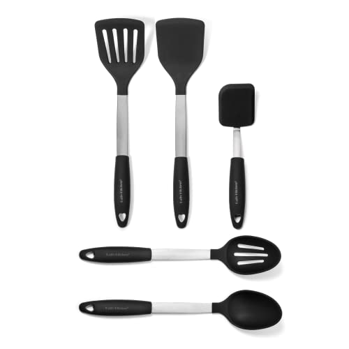 Daily Kitchen Spatula And Spoons Set Silicone And Stainless Steel - Heat Resistant Cooking Utensils For Non Stick Cookware - Kitchen Tools And Gadgets - 5-Piece Set #TOP12