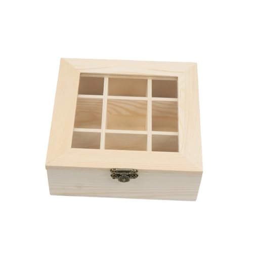 WEKADRIN Caja de Té y Café de Madera con Compartimentos y Ventana de Organizador para Bolsas de Infusiones y Café Diseño Compacto para