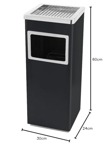 Miniatura 10 de Huole Papelera Con Cenicero Acero Inoxidable Basura Contenedor Cubo Diseño Elegante Funcional Sofisticado Insertos Extraíbles Robusto Capacidad -Negro 1pc 30 24 60cm-48l