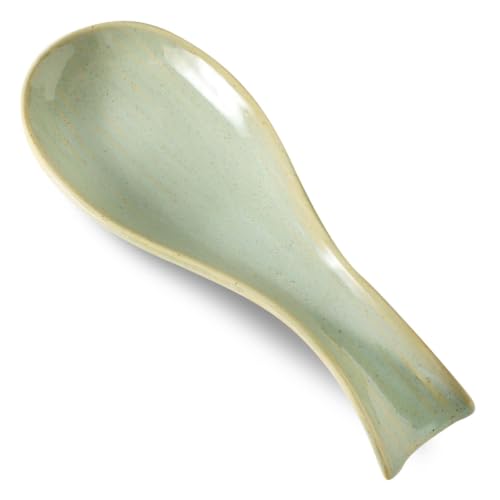 Image of Hasense 8.7 In Ceramic Spoon Rest for Stove Top, Kitchen Spoon Holder, Sage