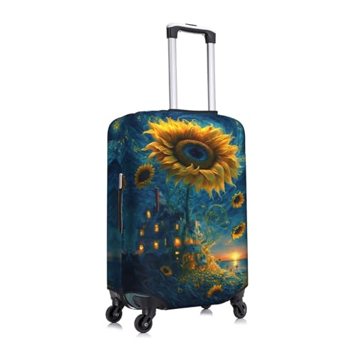 Sunflower Castle Starry Sky Luggage Cover Protector Anti-Scratch Washable Fits 18-32 Inch Luggage-Small3