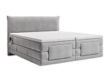 Vente-unique - Ensemble Complet boxspring tÍte de Lit + sommiers Relaxation Èlectrique + Matelas + surmatelas - 2 x 90 x 200 cm - Tissu - Gris Clair - ZANORO de Palacio