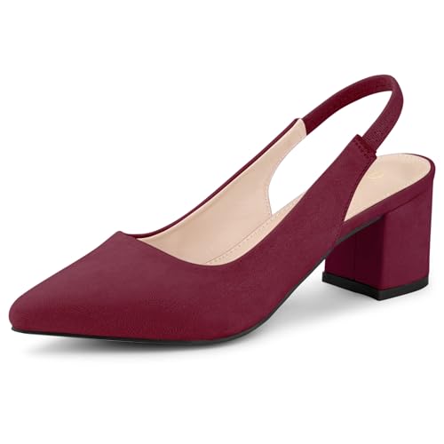 Escarpins à talon carré pour femme bout pointu rouge bordeaux 41