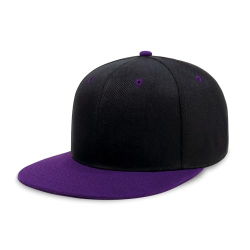 Image of CHOK.LIDS Flat Bill Visor Classic Snapback Hat Blank Adjustable Brim High Top End Trendy Color Style Plain Tone Baseball Cap