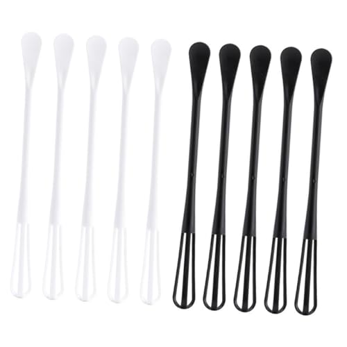 Lurrose Batidor Manual para Huevos y Leche 10 Piezas (5 Negro 5 Color Claro) de Plástico, Mini Herramienta Multiusos para Mezclar y Batir en Cocina, Utensilio Ligero y Ergonómico