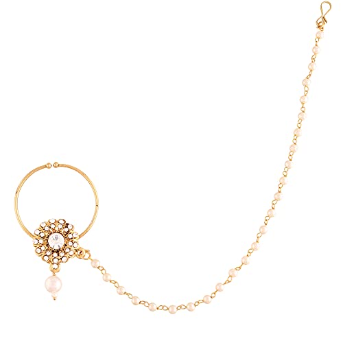 I Jewels bridal nath nose ring with pearl chain — best budget nose ring for women