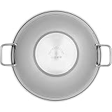 WMF Party Taiwan - Wok a induzione, 36 cm, con coperchio e griglia di appoggio, in acciaio INOX Cromargan non rivestito, adatto al forno - 11