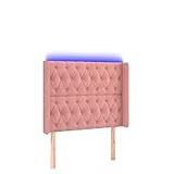 Cabecero rosa 103 x 16 x 118/128 cm terciopelo – Lujoso cabecero de cama con iluminación para dormitorio, diseño moderno para una decoración elegante