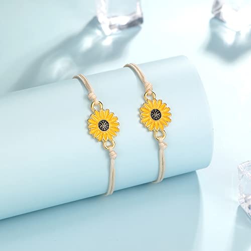 Sunflower Pinky Promise Bracelet for 2Pcs Long Distance Friendship Gifts for Best Friend Women Girls3