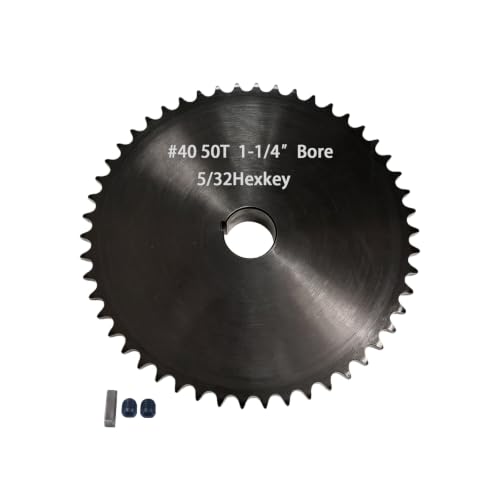 Image of #40 Sprocket 50T 1-1 /4 inch Bore Hardened Black Oxide | 1045 steel, high-frequency hardened teeth, black oxide finish, 2 set screws & key. For ANSI #40 roller chain.