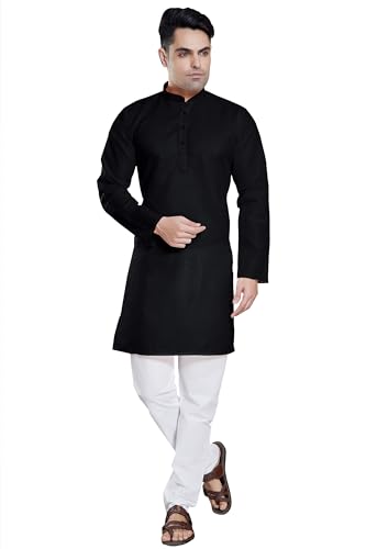Image of DIVISIVE Men's Plain Cotton Blend Linen Slim Fit Kurta Pyjama Set