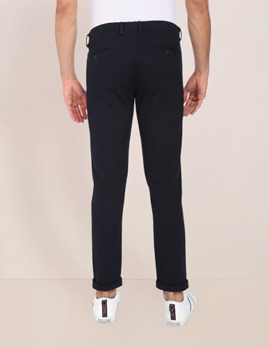 Image of U.S. Polo ASSN. Men's Regular Solid Textured Austin Trim Fit Mid Rise Casual Trousers