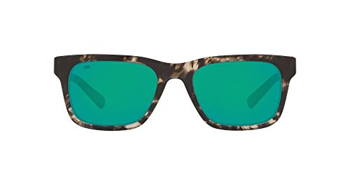 Costa Del Mar Men's Tybee Polarized Rectangular Sunglasses, Black Tortoise/Copper Green Mirrored Polarized-580G, 52 mm