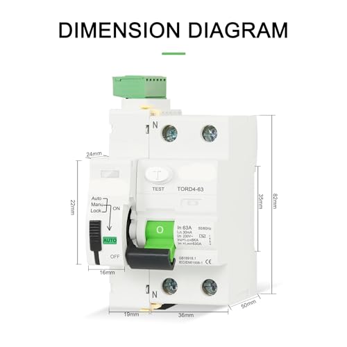 Disyuntor diferencial 2P 100mA 6A con recierre automático inteligente para cuadro eléctrico 3