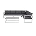 Produktbild Rotin Design Grauer Sitzgarnitur Zurich = 1 Grauer Ecksofa Zurich + 1 weißer Couchtisch Zurich
