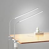 Buroraix 2-Pack LED Desk Lamp with Clamp,College Dorm Room Students Study Reading Desk Lights,Dimming,Hose Desk Lamps,Home Office Computer Light,gooseneck,Swing Arm Work Table Lamps,Clip Bed Light