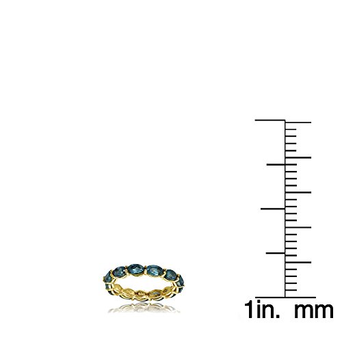 Ice Gems Sterling Silver London Blue Topaz 5x3mm Oval-Cut Eternity Band Ring3