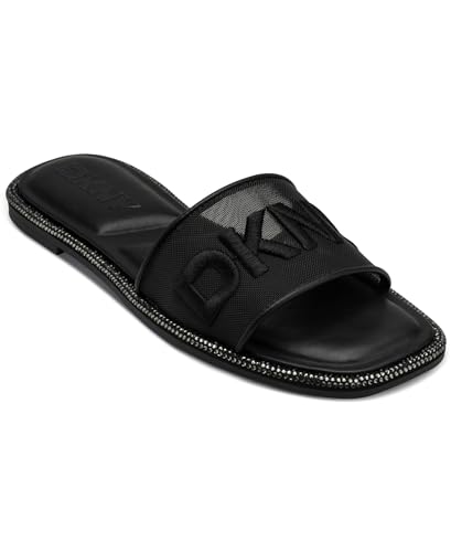 DKNY Women's Badin Studded Flat Sandal with Logo Slide