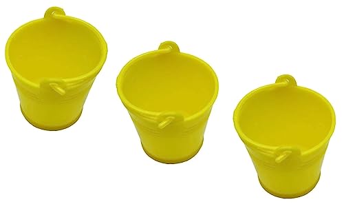 20 Mini Baldes 5,5cm Plástico com Alça para Mimos, Prendas Jardim e Lembrancinhas (Amarelo)