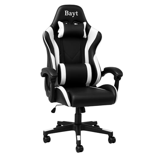 Bayt Gaming Stuhl, Ergonomic Chair, Gaming Chair, Gaming Sessel, bürostühle, pc Stuhl, Schreibtisch Stuhl, Drehstuhl 360°, (Schwarz/Weiß)
