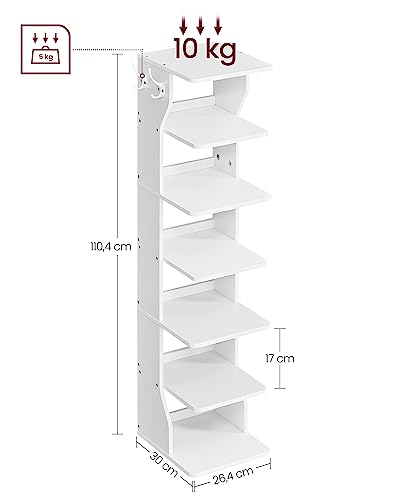 Étagère à chaussures pour entrée étroite : rangement d'angle blanc VASAGLE - 4