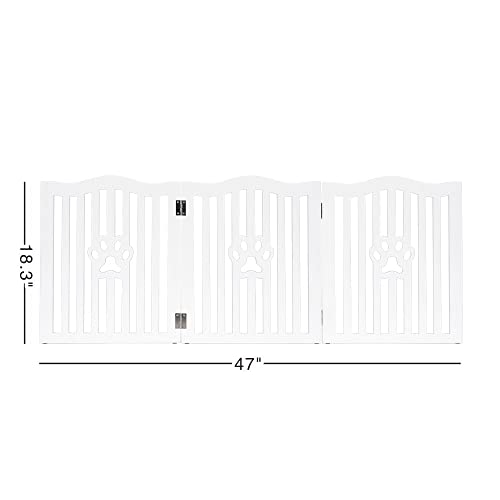 Trimate, Pet Gate, Wooden Free Standing Dog Gate for Small Dogs and Cats. Great Folding Fence for Doorways, Halls, Stairs. White - Thumbnail 3