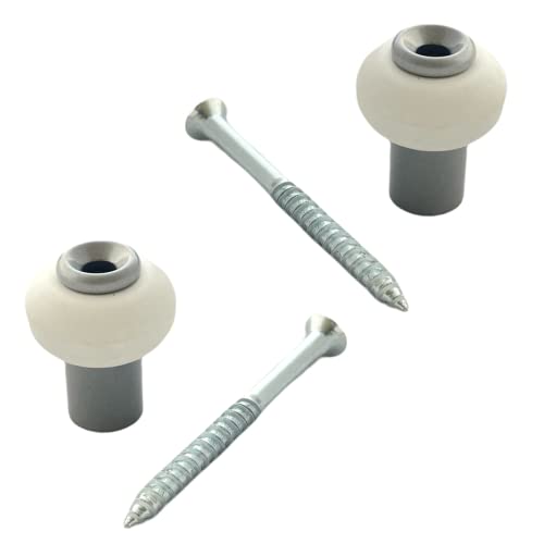 Lot de 2 butoirs couleur alu mate avec vis. Corps en zamak et bague amortisseur blanche en élastomère. Diamètre 30mm, hauteur 36mm Cover