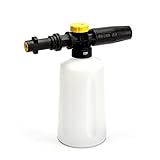 La capacidad de la lanza de espuma de nieve Karcher es de 750 ml. Construido con plástico sólido y accesorios de latón, es mucho más ligero, lo que aporta un funcionamiento flexible y cómodo.