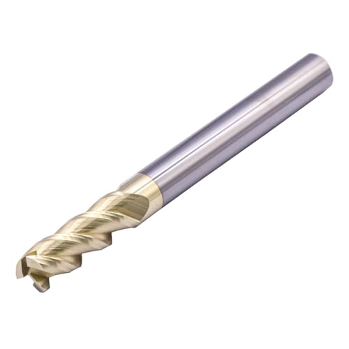 Image of 1 /4 inch 3 Flute 45 Solid Carbide Square End Mill for Aluminum, ZrN Coated | 45 Helix, 1 /4 inch Cutting Dia, 1 /4 inch Shank Dia, 3 /4 inch Length of Cut, 2-1 /2 inch Overall Length, for Milling Aluminum and Copper