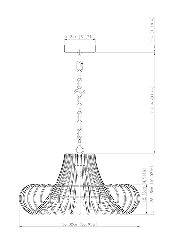 Image of 20 inch Handwoven Bamboo Pendant Light - Boho Natural Rattan Chandelier for Living Room /Dining Room /Bedroom (2 Light)