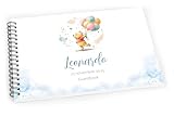 cartoncino CESANA LIKE PHOTO Guestbook battesimo winnie orsetto azzurro - libro foto, dediche o auguri invitati orsetto con palloncini regalo battesimo