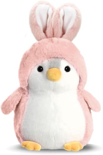 Azonee Penguin Plush Toy for Kids, Cute Pompom Penguin Stuffed Animal, Soft and Cuddly Pink Penguin Gift for Boys & Girls, Ideal Plush Toy Companion for Children(20cm)
