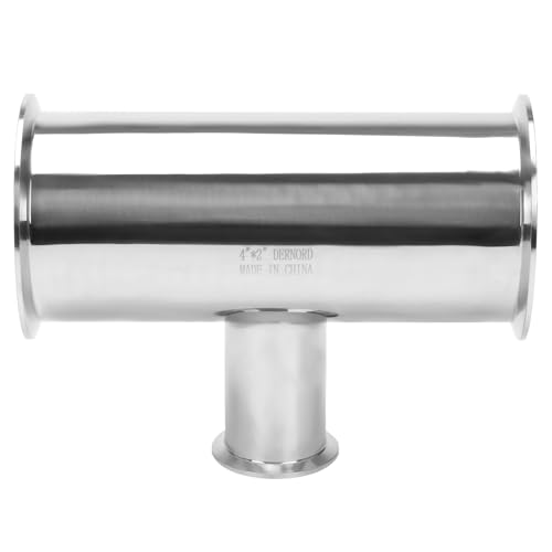 Image of DERNORD Reducing Clamp Tee 3 Way Stainless Steel 304 Sanitary Fitting (Pipe OD: 4 inch x 4 inch x 2 inch)