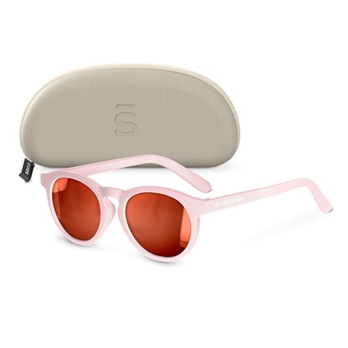 SUAVINEX, Gafas de Sol para Bebés de 0 a 12 Meses, Polarizadas, con Filtro UV 400, Cat. 3, 100% Protección Rayos UVA y UVB, con Funda Incluida, Muy Flexibles y Ligeras, de Forma Redonda, Color Rosa