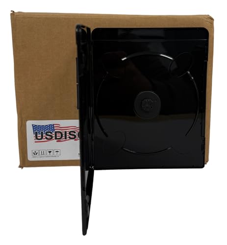 USDISC Blu-ray Cases Slimline 7mm, Single 1 Disc, Glossy Black, Pack of 25