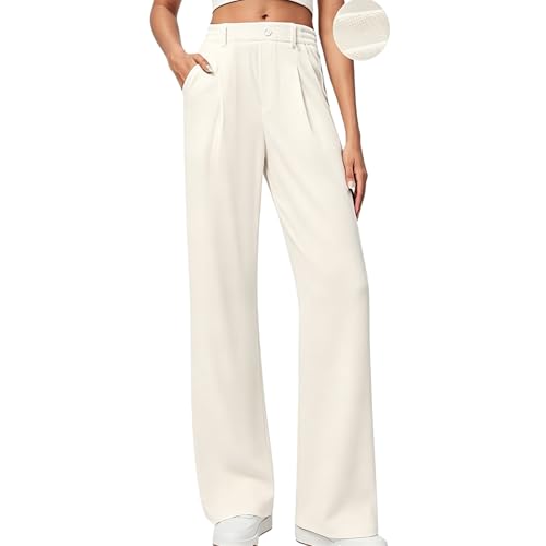 Pantalon de travail jambe large et extensible pour femme à taille haute