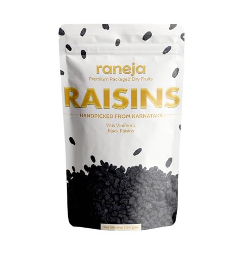Image of Raneja Premium Afghani Seedless Black Raisins 700g | High in Antioxidant Kali Kishmish /Kismis Dry Fruits, Healthy Snacks | High in Antioxidants, Fiber & Potassium | Naturally Sweet & Tasty