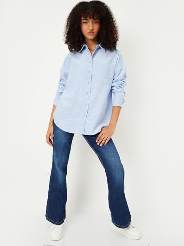Image of Max Women Cotton Solid Regular Fit Shirt