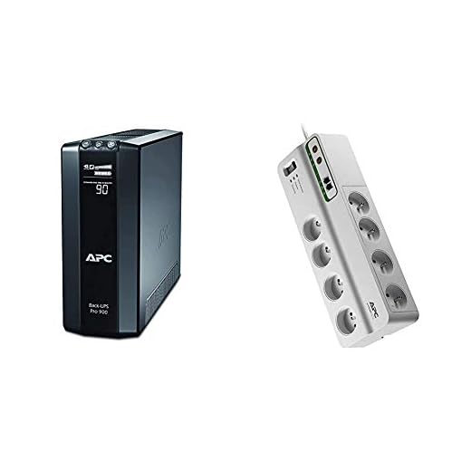 APC Power-Saving Back-UPS Pro - BR900G-FR - Onduleur 900VA (AVR, 6 Prises FR, USB, Logiciel d'arrêt) & Surge Arrest Performance - PMF83VT-FR - 8 Prises (Protection coaxiale et téléphonique)
