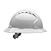 Evolution Deluxe 6161 280-EV6161-10V Full Brim Hard Hat with HDPE Shell, 6-Point Polyester Suspension and Wheel Ratchet Adjustment Vented, White