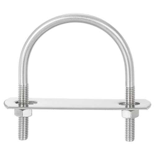 Image of uxcell Round U-Bolts, 4 Sets 53mm(2.09 inch) Inner Width 71mm Length M6 304 Stainless Steel U Clamp Bolt with Nuts and Plates, for Boat Trailer