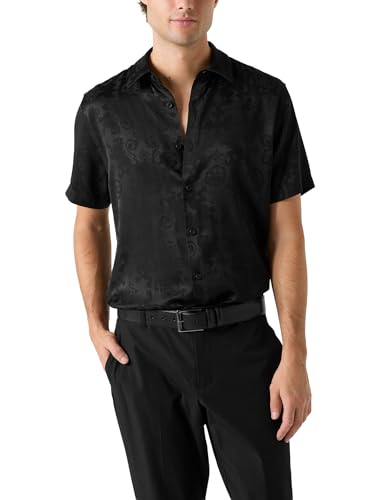 Guess Mens Eco Short Sleeve Lion Peony Jacquard Shirt, Lion
