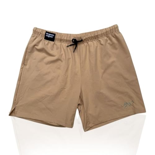 Organic Jaguar Men’s Organic Cotton Shorts, Small – 100% Organic Cotton, Made in USA, Breathable Natural Fabric, Chemical-Free, Soft Casual Lounge Shorts Beige