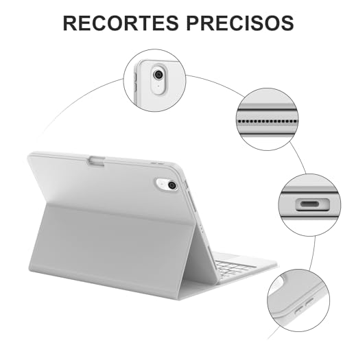 Teclado para iPad Air 11 M4 funda con teclado bluetooth español gris 6