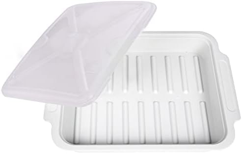 MMUGOOLER Microwave Easy Bacon Maker/Cooker with Lid, Safety, Quick and with No Mess, 11.3“ L x 9.0" W x 2.4" H- White