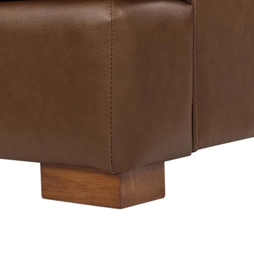 Image of Furni Leatherette ushape 10 Seater Classic and Comfortable with Puffy Dark Brown Sofa Set for Living Room (LHS).